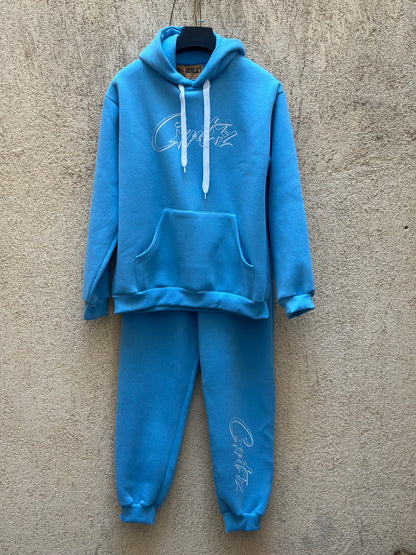 Corteiz Alcatraz Hoodie Tracksuit Baby Blue